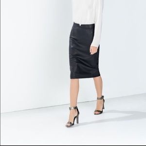 Zara Basic Black Faux Leather Pencil Skirt M